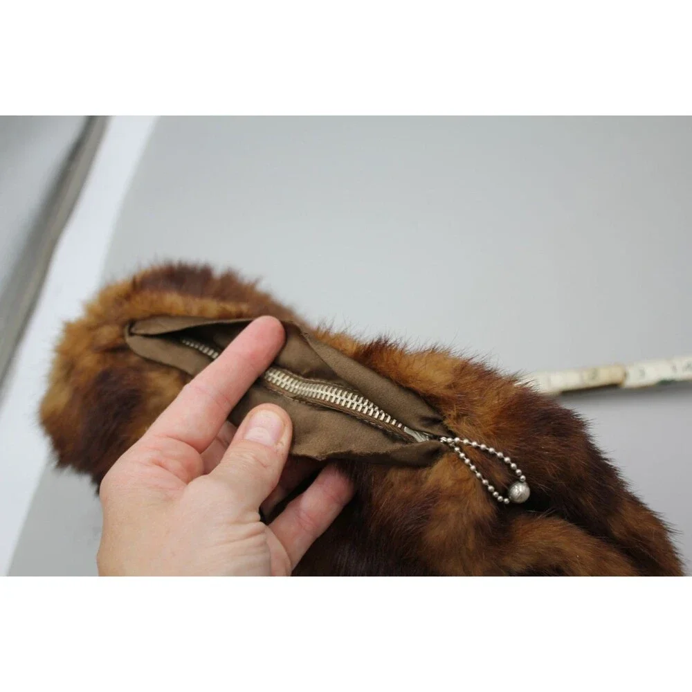 Vintage/Antique Fox Fur Hand Warmer w/Zip Coin Change Pocket & sm Leather Pouch